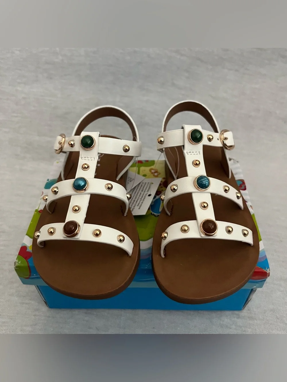 Link Wonderous White Studded Gladiator Sandals